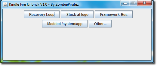 Kindle Fire Unbrick Utility Screen