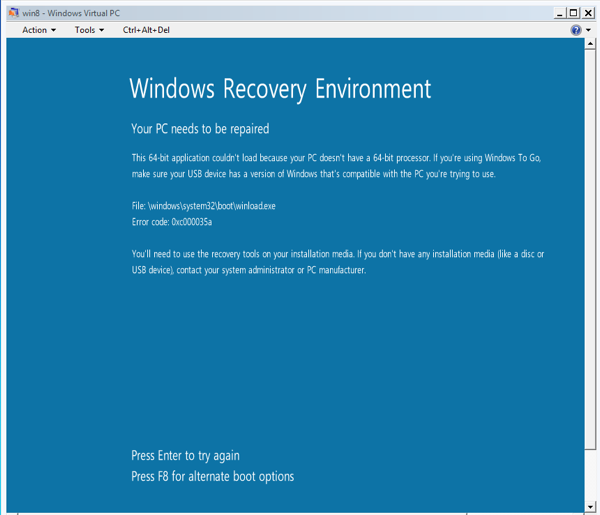 Windows 8 Consumer Preview 64bit on VirtualPC