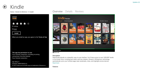 Windows 8 Market  Kindle App RS