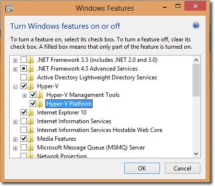 Windows8 Feature  HyperV Enabled