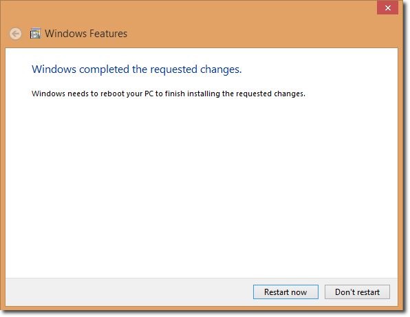 Windows8 Feature  HyperV Required Restart