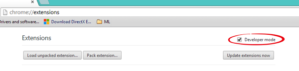 Chrome extensions Developer mode