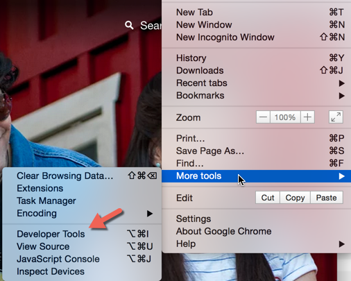 Chrome Developer Tools Options Bar